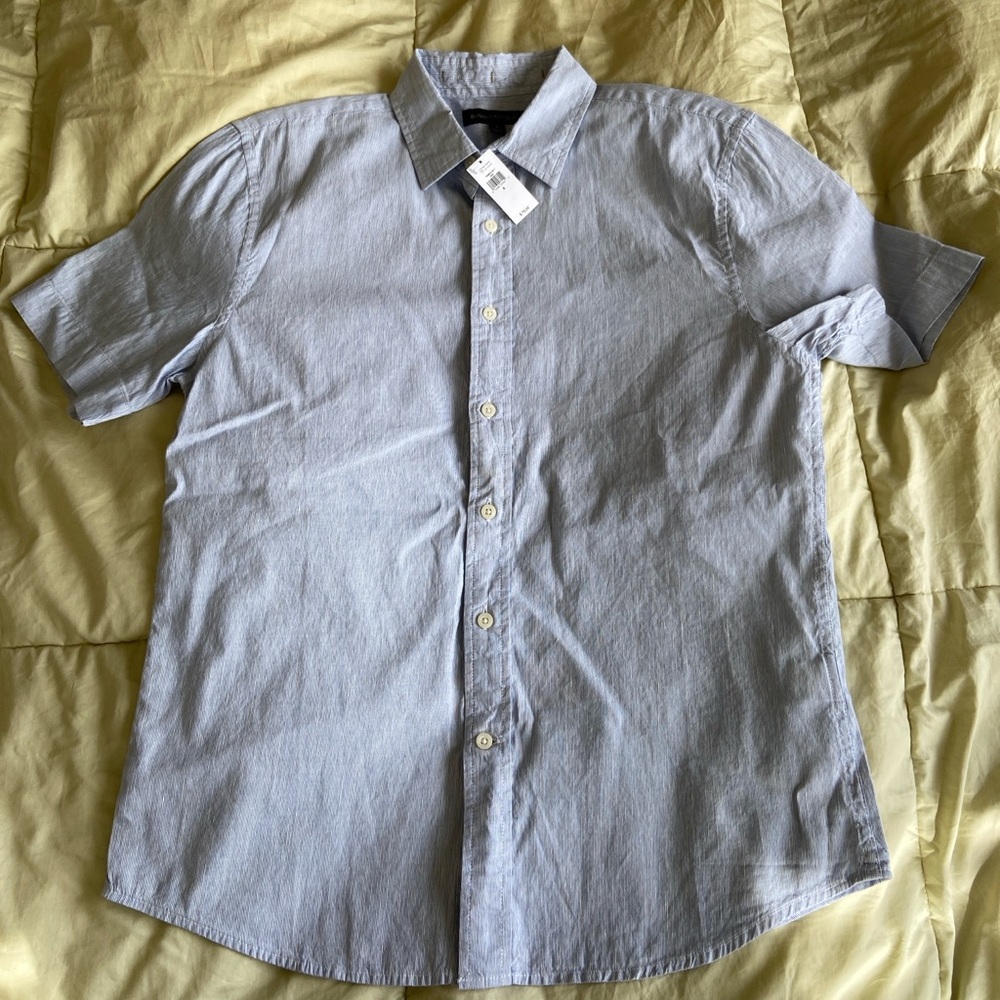 ✨ NWT Banana Republic Men's Short Sleeve Casual Button-Up Shirt, Blue, Small